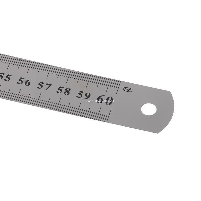 Régua medição multifuncional 24 polegadas, régua aço inoxidável, escala centímetros para escola, escritório,