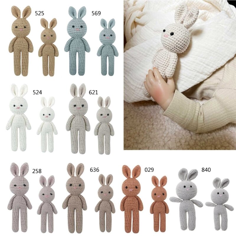 Handmade Baby Toy Cotton Crochet Bunny   Stuffed Animal Soft Machine Washable Rabbit Toy for Newborns