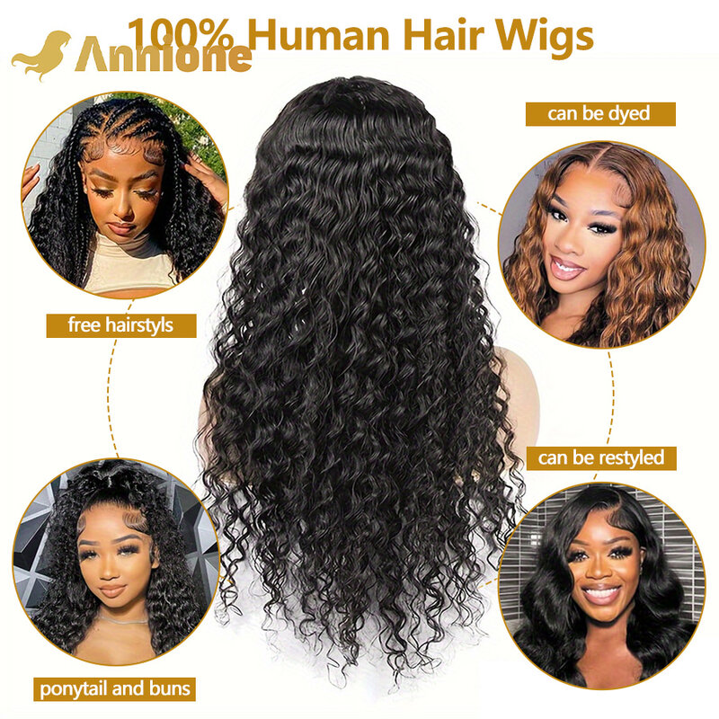Water Curly 28inch Lace Front Wig 13x4 HD Transparent Lace Front Human Hair Wig Brazilian Natural 100% Human Hair Wigs For Women