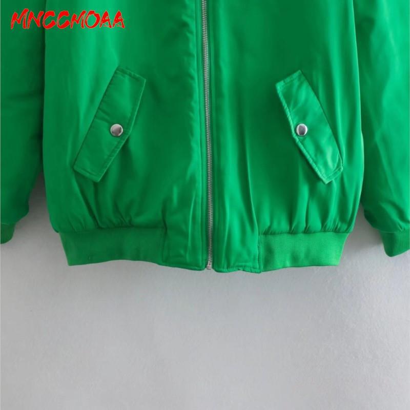 MNCCMOAA-Jaqueta bomber de algodão com gola solta feminina, tops casuais de manga comprida, casaco monocromático, moda inverno, 2024