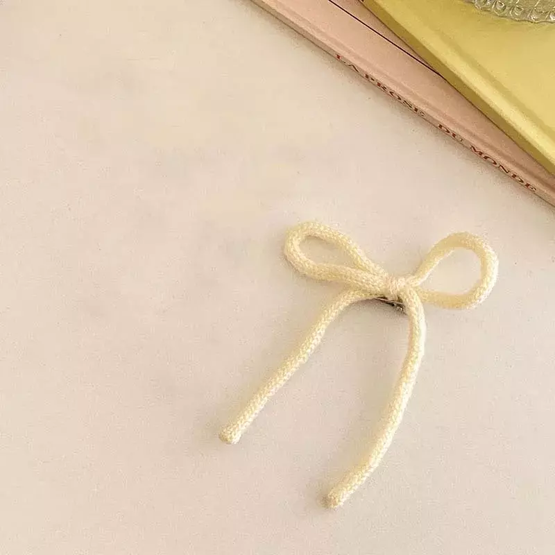 Korean Sweet Red Knitted Ribbon Bowknot Hair Clip for Women Girls Candy Color Bangs Clip Headdress Ornament Hair Accessories