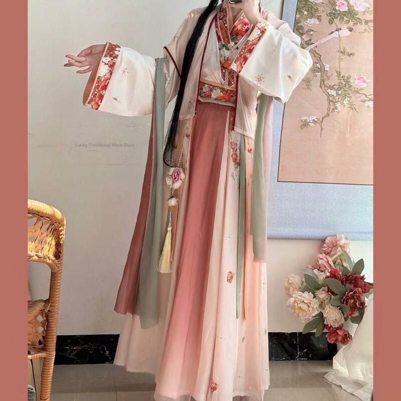 Abito tradizionale Hanfu in stile cinese donna elegante Vinatge Weijin Dynasty Ancient Princess Folk Dance Cosplay Dress Set