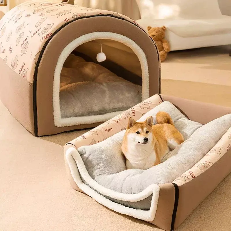 Große Hundehütte warme Winter Hundehütte Matte abnehmbare wasch bare Hunde Bett Nest Tiefschlaf Zelt für mittelgroße Hunde Haus bedarf