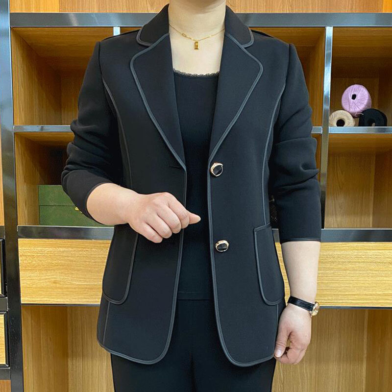 UNXX-Blazer feminino elegante de bolsos emendados de cor sólida, roupas femininas, tops casuais extragrandes, senhora do escritório, outono, 2021