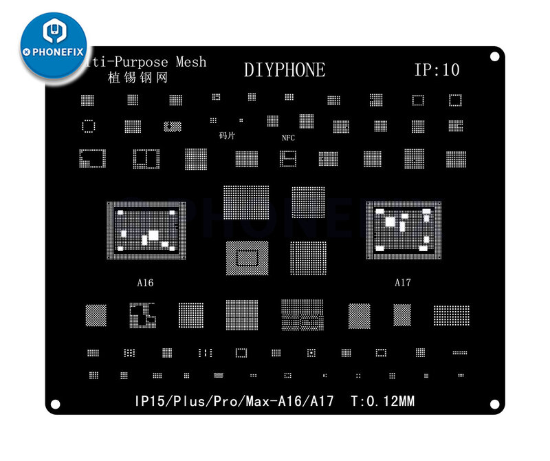 DIYPHONE BGA Reballing Stencil Kit For iPhone 15 14 13 11 12 Pro MAX X XR 8P 8 7P 7 6 Black Steel CPU IC Chip Tin Soldering Net