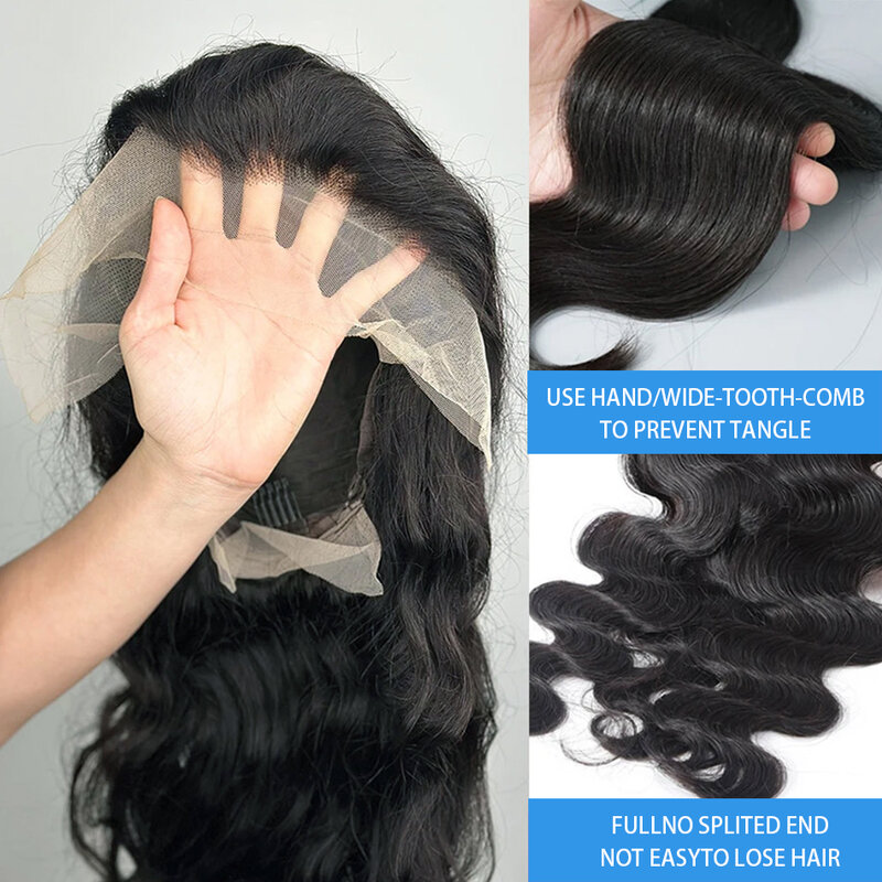 Perruque Lace Front Wig Body Wave Brésilienne Remy, Cheveux Naturels, 13x4, 13x6, 30 32 Pouces, Densité 200, Transparent HD, pour Femme