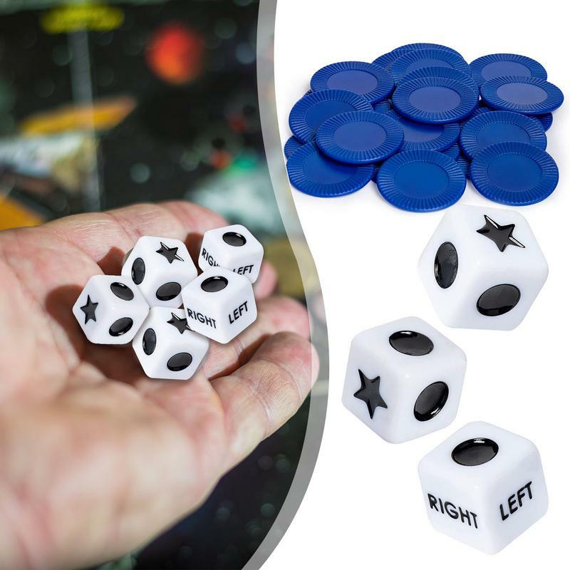 1 set Left-Right Center Dice Game for Left-Right Center Game Dice Games Accessories For For Family Friends Nights Board Games