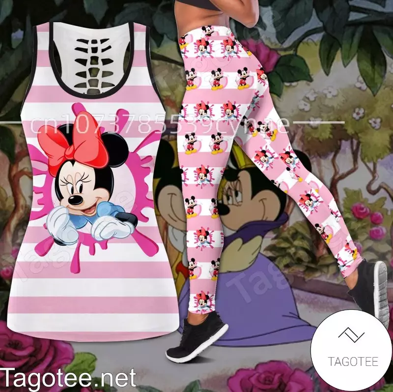 Ensemble haut et leggings de yoga Disney Minnie pour femme, précieux, amissié, fitness, sport
