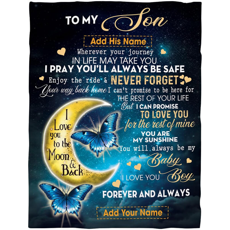 name Customized blanket for my son's gift, personalized for my son's blanket, son gift, customized son flannel blanket