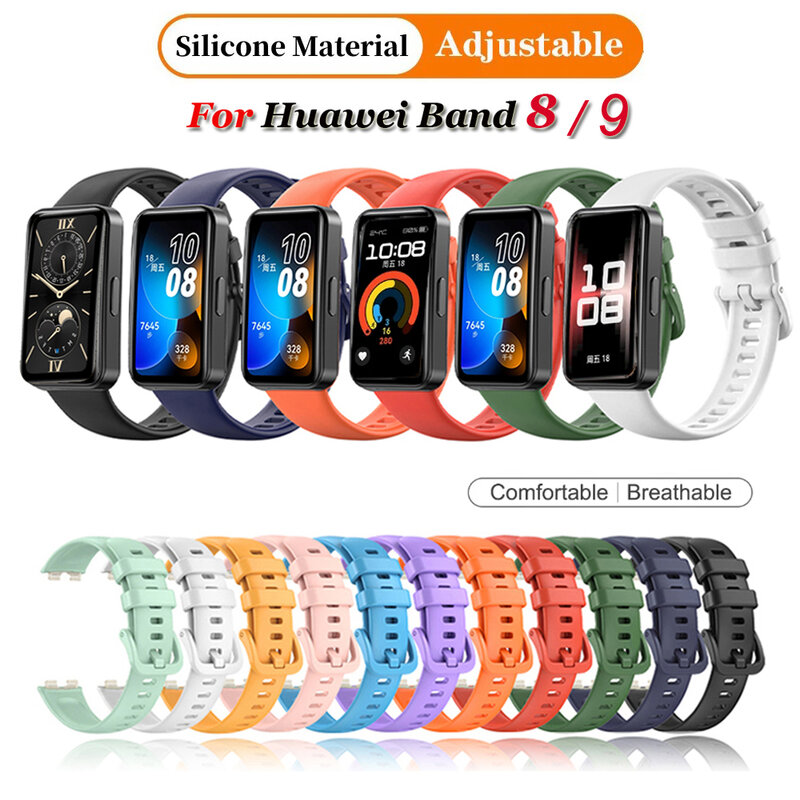 Silicone Watchbands For Huawei Band 9 Strap Replacement Strap For Huawei Band 8 Correa Bracelet