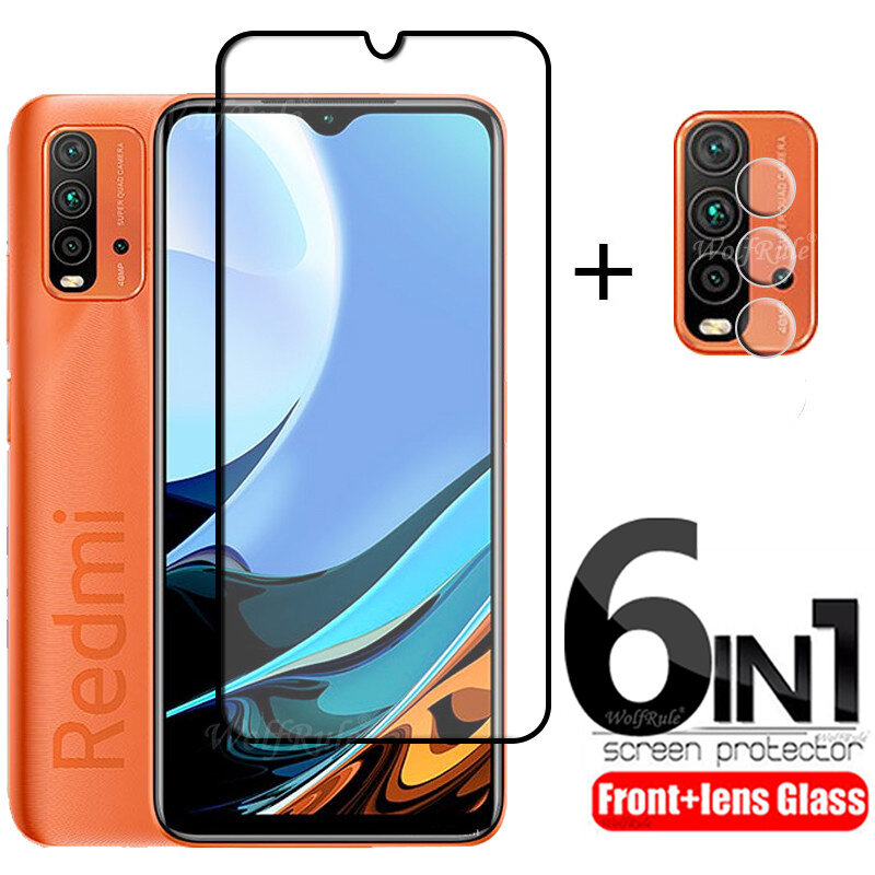 6-in-1 For Xiaomi Redmi 9T Glass For Redmi 9T Screen protector Full Glue HD Tempered Glass For Xiaomi Redmi 9A 9C 9T Lens Glass