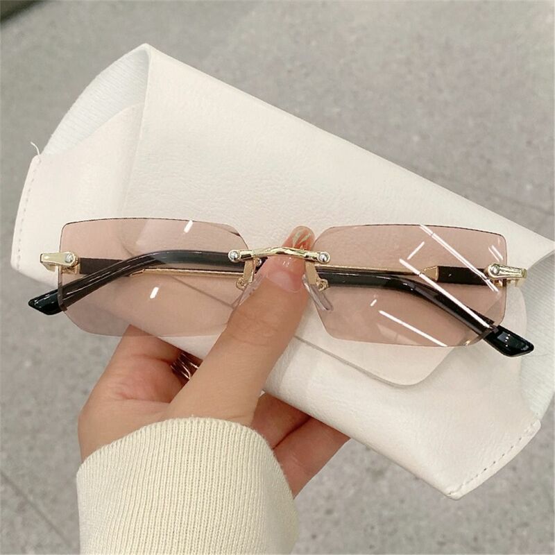 Okulary przeciwsłoneczne bezramkowe prostokątny modny popularny damski męski odcień małe kwadratowe okulary przeciwsłoneczne UV400 dla kobiet podróżujących okulo