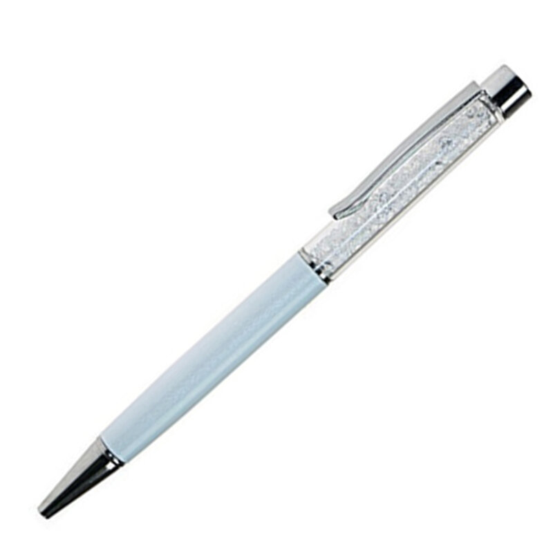 クリップタイプの金属製ボールペン、黒、フラットトップ、クリスタルデコレーション、文房具用品、ギフト、0mm