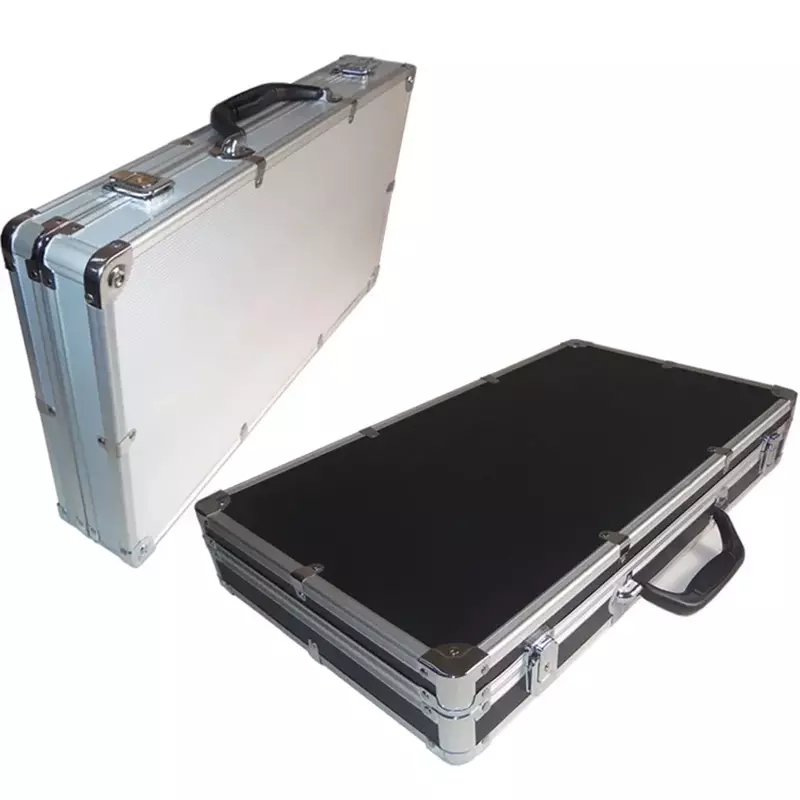 Kotak peralatan portabel genggam aluminium, casing penyimpan peralatan tahan benturan dengan lapisan spons 30x17x8cm