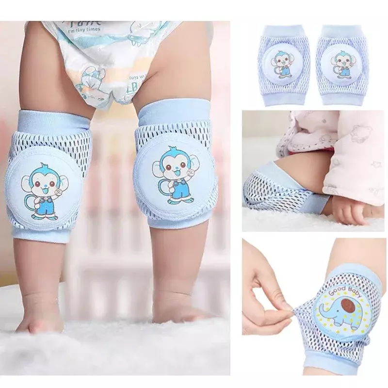 Bantalan lutut bayi anti-selip, aksesori pelindung kaki merangkak balita, jaring pengaman bernapas