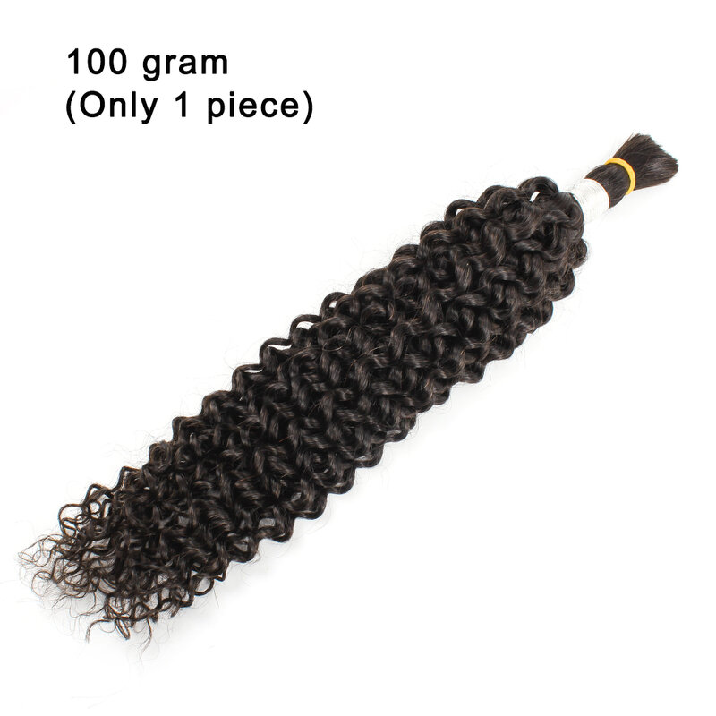 Rambut jumlah besar untuk kepang Jerry keriting Remy rambut manusia India 10 sampai 24 inci tanpa pakan 100g/potong ekstensi rambut warna alami