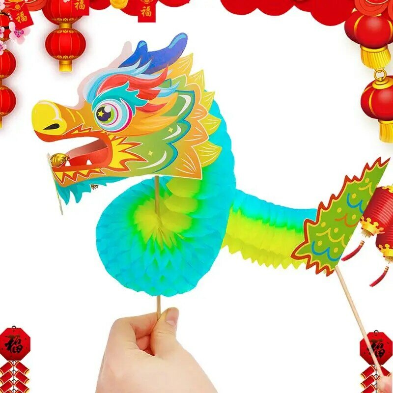 Chinese New Year Dragon Handmade Creative New Year Paper Dragon Year Of The Dragon DIY Puppet Kits New Year Party Decorations