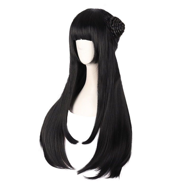 Archaistic Ancient Costume Long Wig Girly Bangs Double Bun Cos