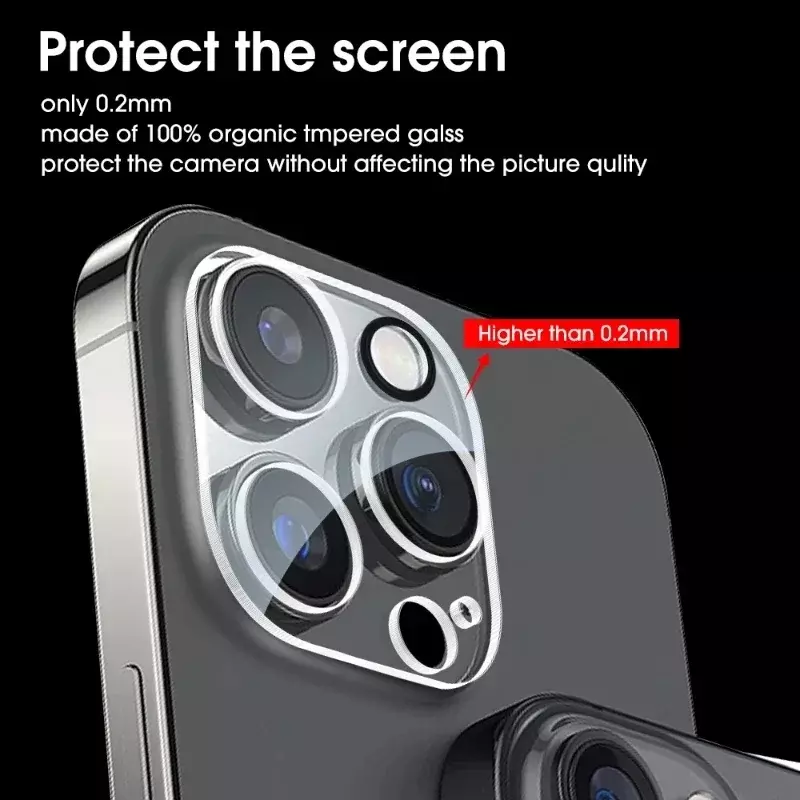 Kaca pelindung lensa kamera, penutup penuh untuk IPhone 11 12 13 14 15 Pro Max 13 Mini untuk IPhone XS X 14 15 Plus kaca Tempered 5 buah