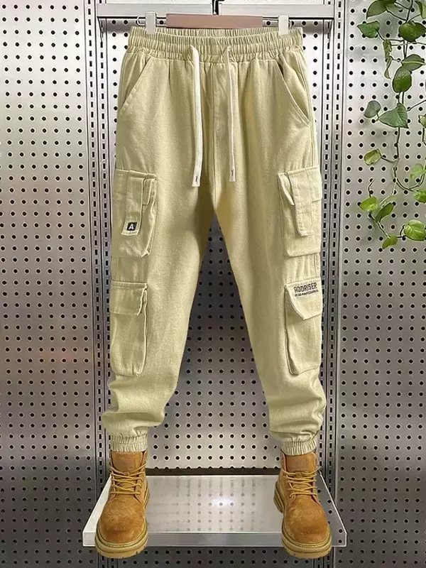 Male Trousers Work Wear Men's Cargo Pants Fleece-lined Winter Black Stacked Harajuku Fashion Clothing Big Size Y2k Baggy Casual