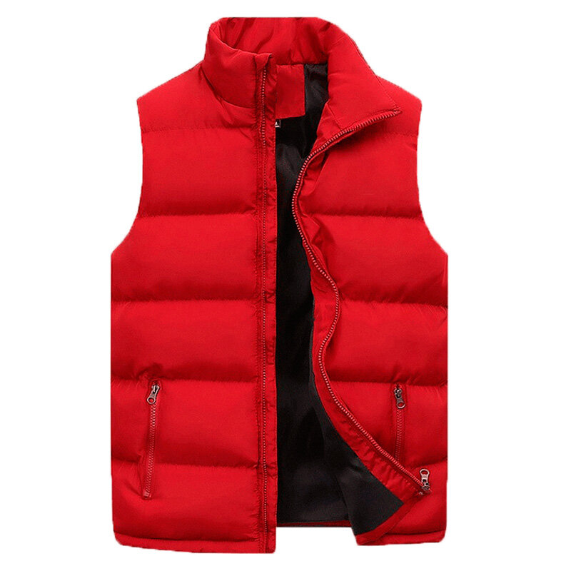 캐주얼 솔리드 민소매 파카 코트 자켓 남성용, 따뜻한 경량 패딩 조끼 6XL, 가을 겨울