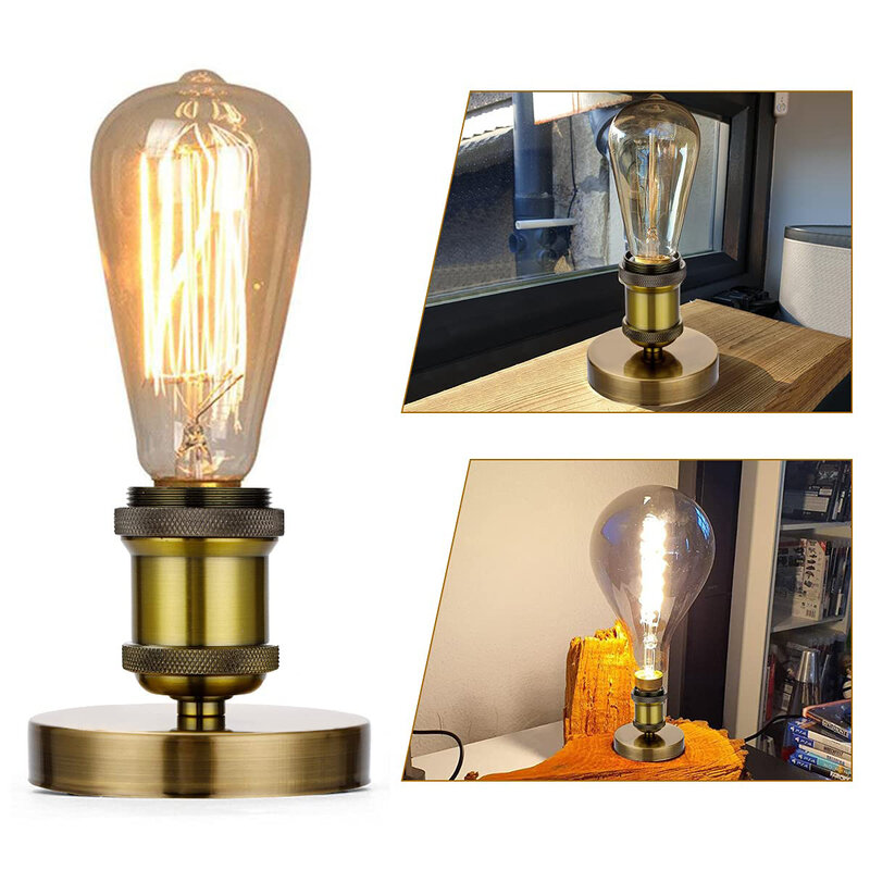 Vintage teto parafuso LED luz titular da lâmpada, soquete da lâmpada, E27 Bulb Base, E26, lâmpada retro, decoração de casa