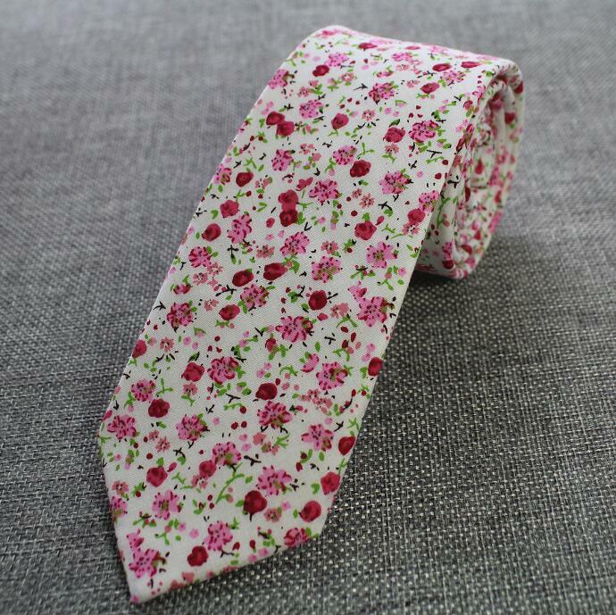 Corbata de flores de algodón de 6cm para boda, fiesta, regalo, oficina, negocios, clásica, delgada, informal, accesorios, corbata