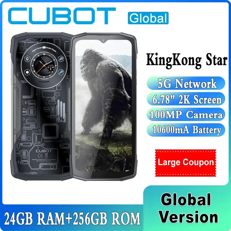 Cubot-teléfono inteligente KingKong Star, móvil resistente con pantalla de 6,78 pulgadas, 24GB(12GB + 12GB), RAM + 256GB ROM, cámara de 100MP, batería de 10600mAh, NFC