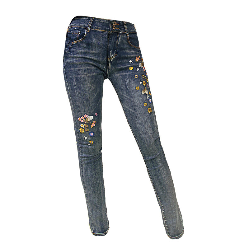 Outdoor Sex Jeans Pants Womens Sexy Denim Trousers Zipper Open Crotch Embroidery Legging Sexy Going Out Clothes Exotic Costumes