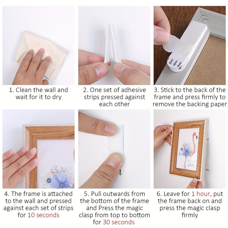 12/24pairs Double-sided Adhesive Strip Non-destructive Hanging Wall Adhesive Strip Wall Hooks Tool-Free Removable Adhesive Strip