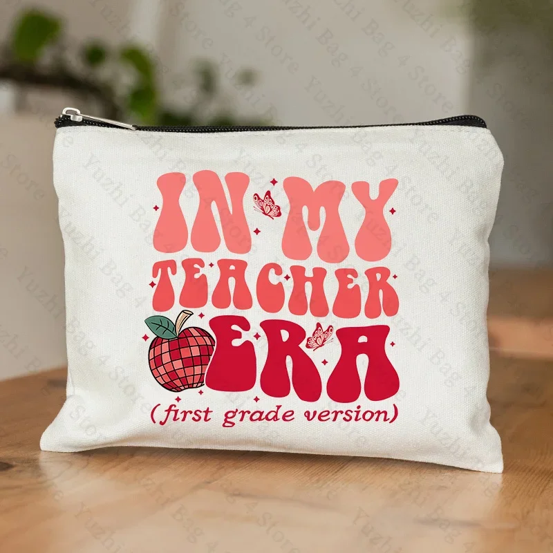 In My Teacher Era Pattern Cosmetic Bag Teacher Gift Bag Gift for Teachers on Christmas and Halloween Casual Travel Pouch Bag