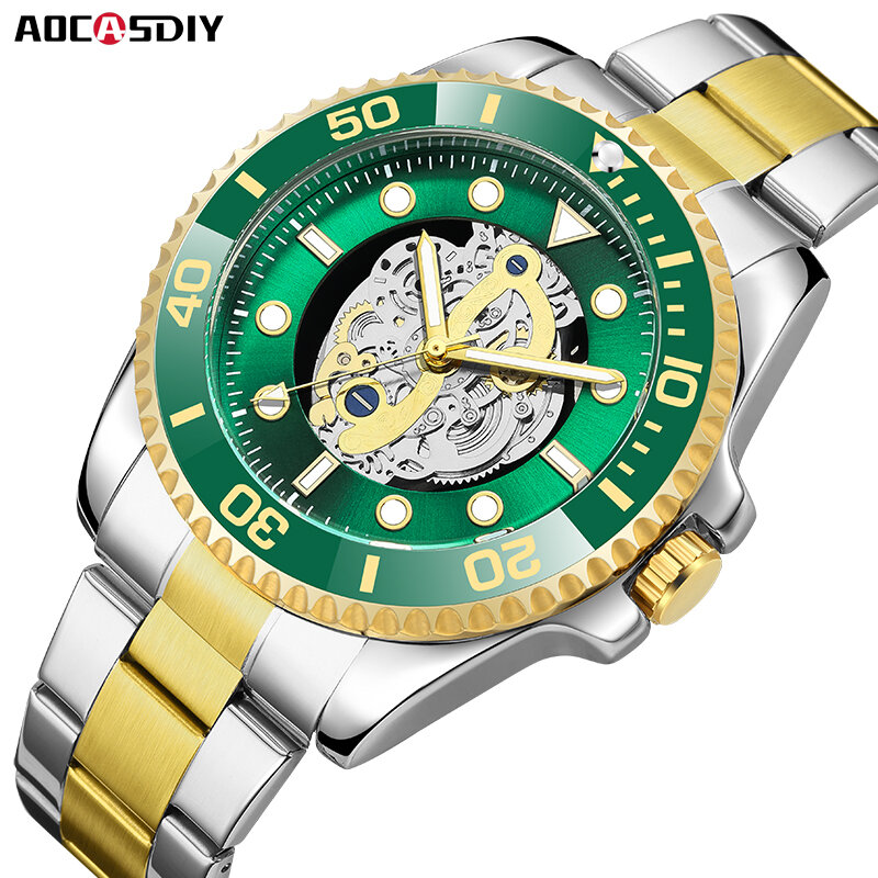 AOCASDIY-Reloj de pulsera de cuarzo para hombre, cronógrafo de lujo, resistente al agua, luminoso, con fecha