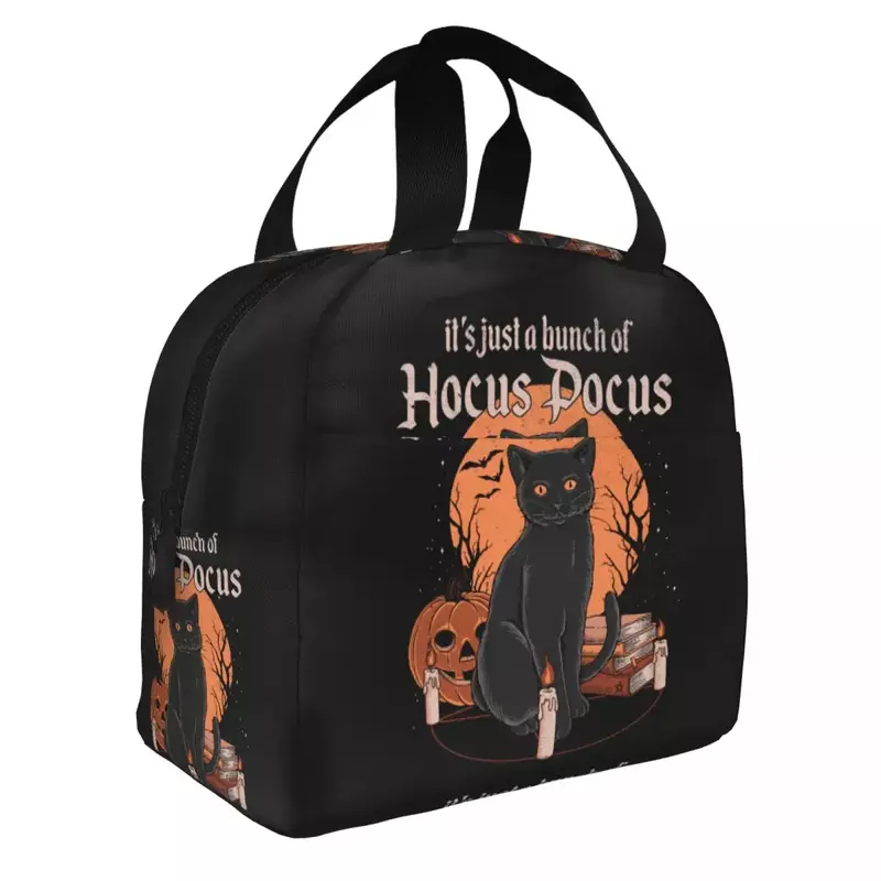 Kilka torebek na Lunch Pocus Hocus wielokrotnego użytku Halloween czarnoksiężnik czarny kot izolacja termiczna pudełko torba śniadaniowa dla kobiet dzieci