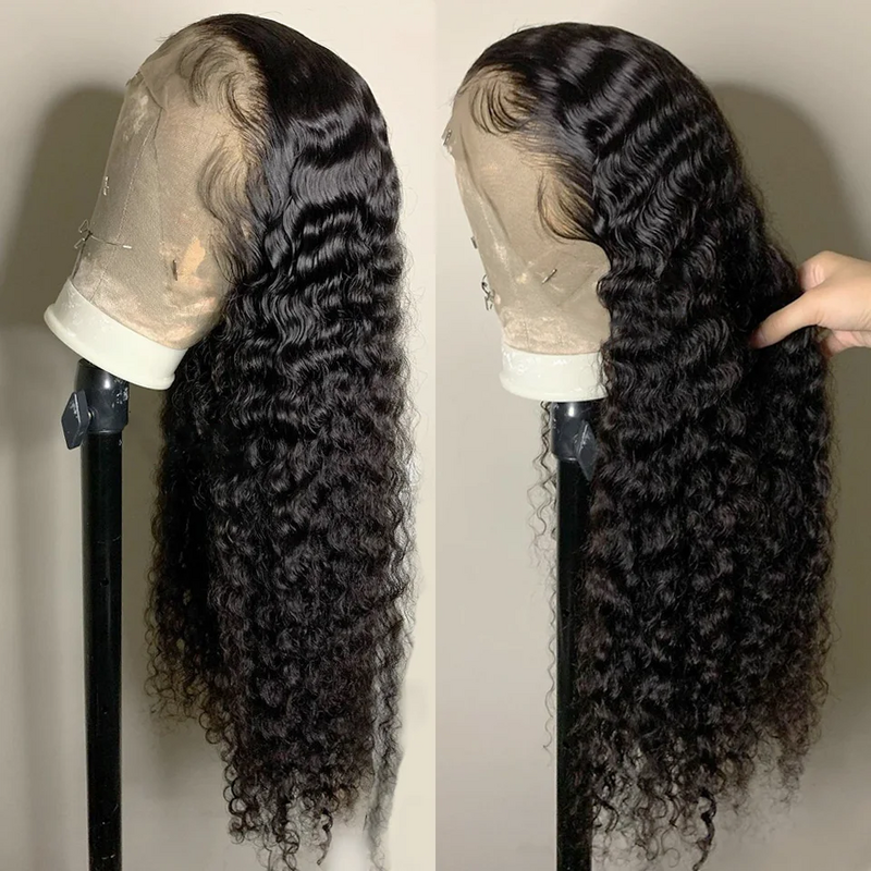 13x4 HD Прозрачная глубокая волна фронтальный парик 13x4 глубокие вьющиеся кружевные передние человеческие волосы парики 28 30 32 дюйма для женщин высококачественные волосы