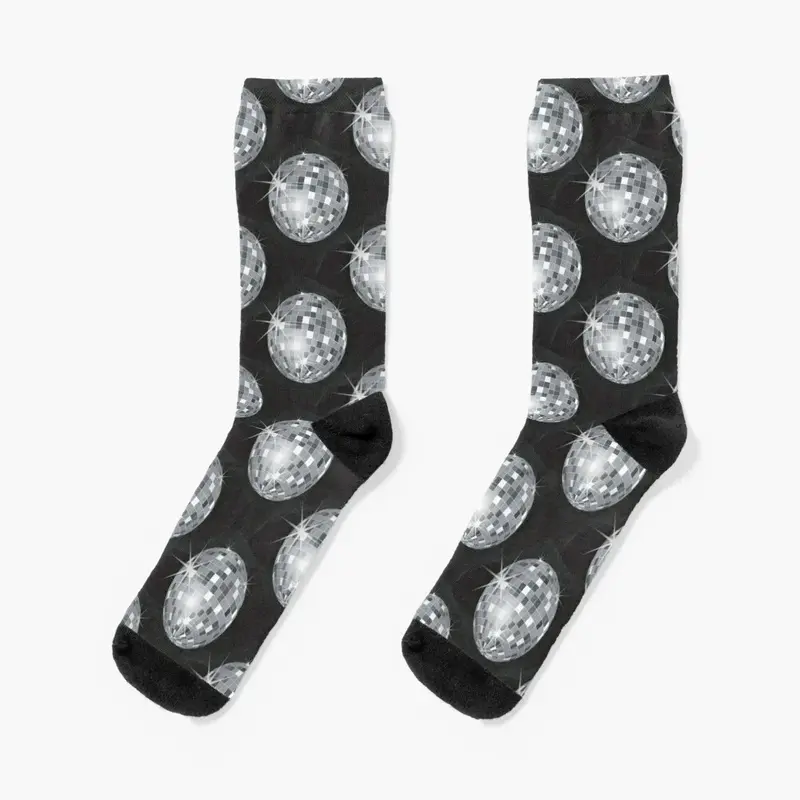 Calcetines térmicos plateados para hombre y mujer, medias con bola de discoteca, Invierno