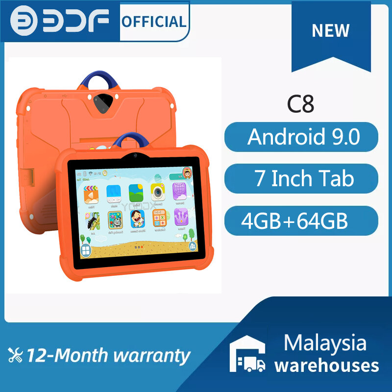 C8 BDF 어린이 태블릿, 최고의 선물, 어린이 사전 설치 교육 앱, 안드로이드 태블릿 PC, 남아 및 여아용, 7 인치