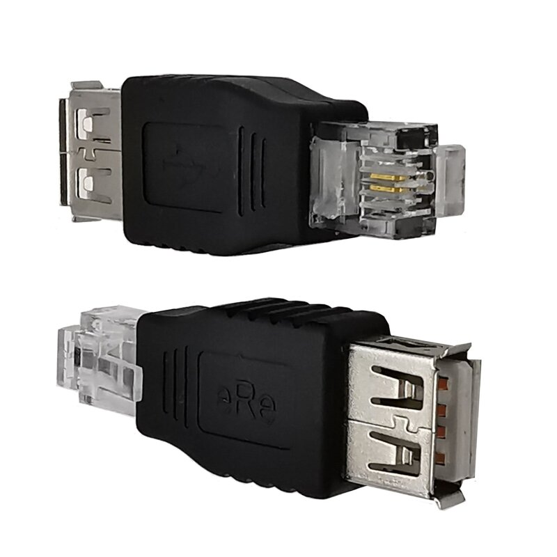 USB 2.0 USB-A หญิงถึง RJ11 6P2C ชาย Ethernet เครือข่ายโทรศัพท์อะแดปเตอร์เชื่อมต่อ