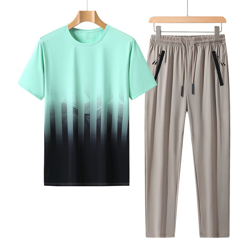 メンズ半袖Tシャツとパンツのセット,カジュアルで快適なツーピースの服,夏用,ファッショナブル,ノベルティ2024