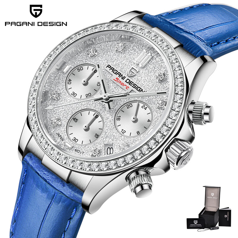 PAGANI Design Iced Out Diamonds 36mm orologio al quarzo per donna Sapphire 100m cronografo impermeabile Relogio Feminino orologi da donna