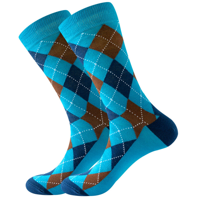 ผู้ชายเรขาคณิตถุงเท้าสแควร์ Rhombus รูปแบบผู้ชายถุงเท้าธุรกิจถุงเท้าคริสต์มาสของขวัญ