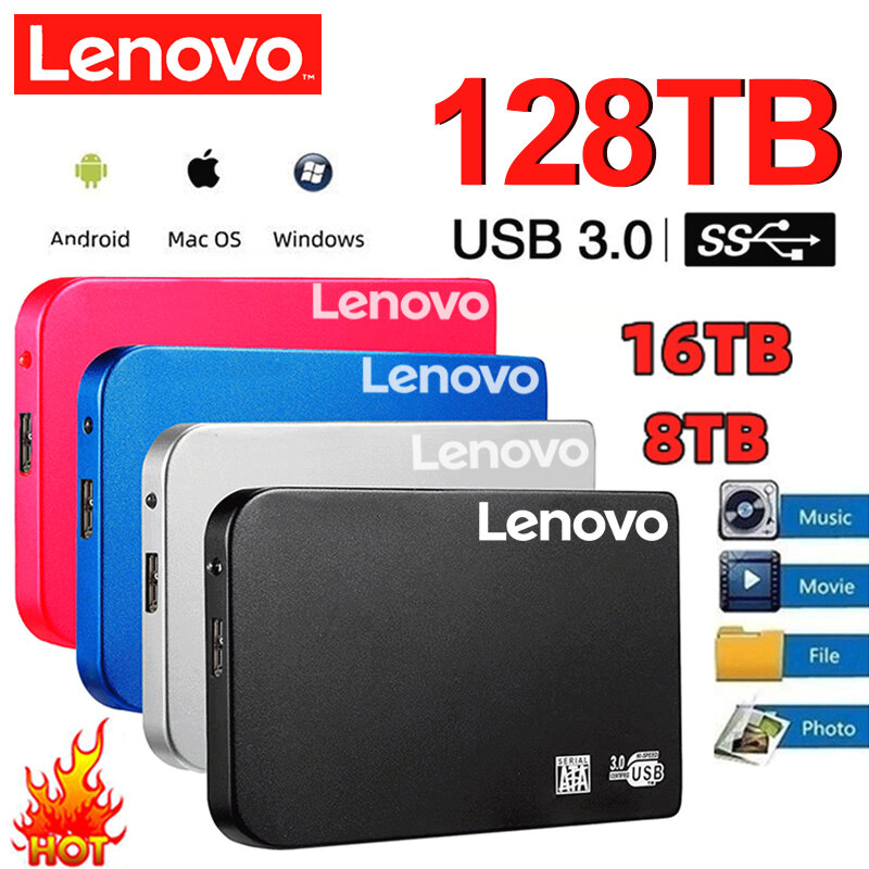 Lenovo-オリジナルのLenovoPortableハードドライブ500GB,高速,頑丈,usb3.0インターフェイス,ノートブック用