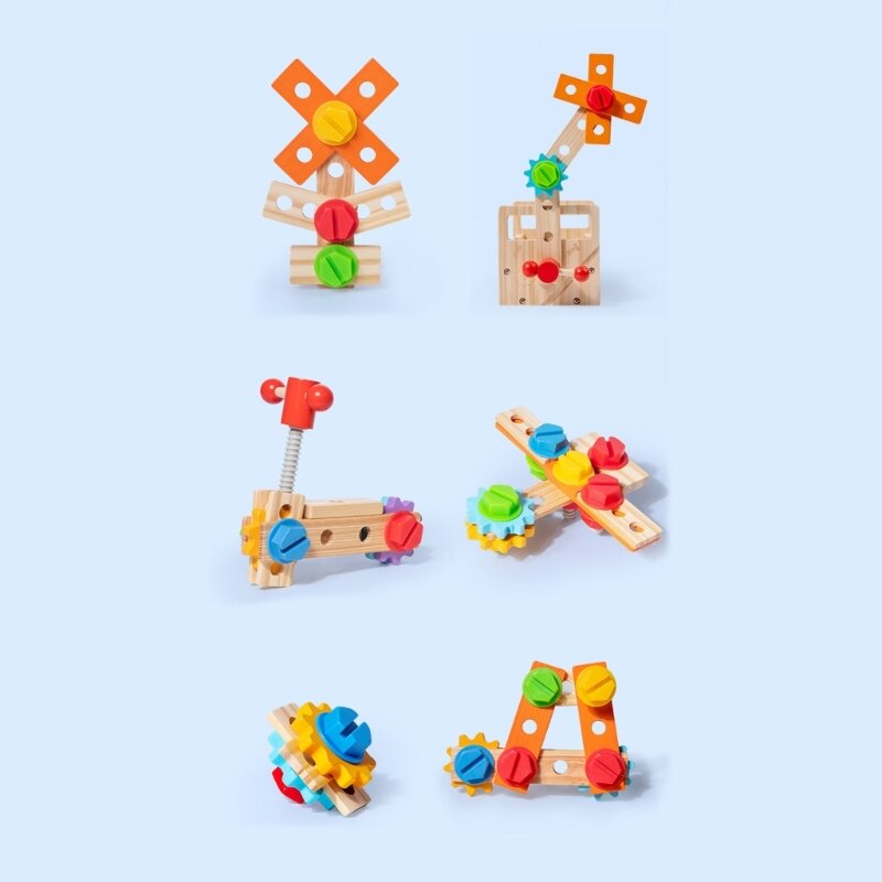 Mainan Kotak Peralatan Kayu Kreasi Mainan Edukasi Balita Mainan Mur Sekrup Taman Kanak-kanak Dropship
