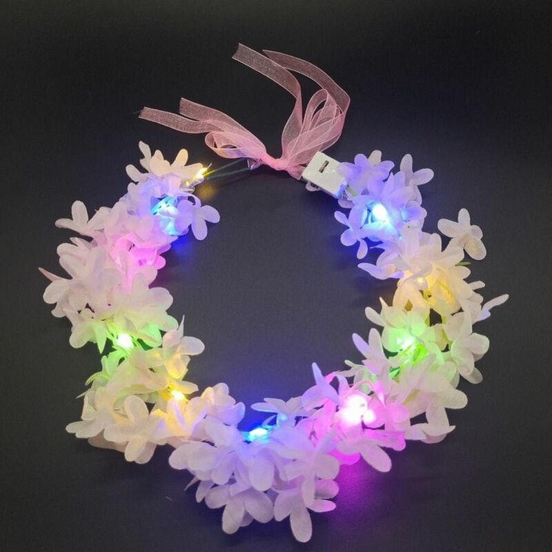 Flor brilhante Wreath Wreath Headband, Férias LED Light, Simulação litoral, Praia coroas