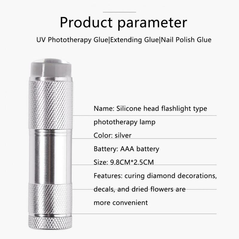 Nail Art UV Mini Flashlight with stamper Portable Silicone Handheld LED Light Nails Polish Dryer Quick Manicure Lamp