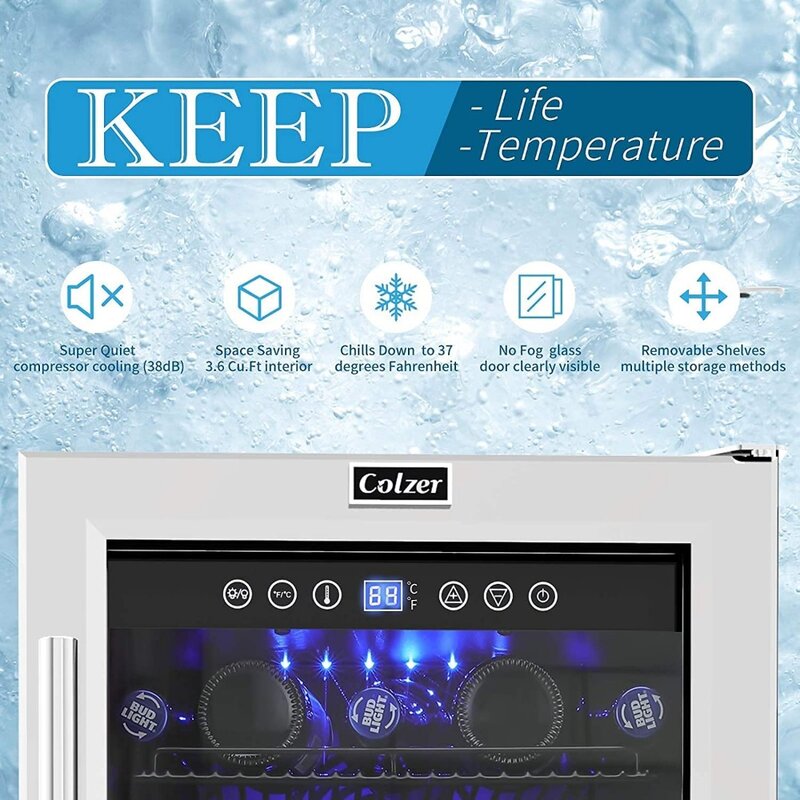 Refrigerador para bebidas com porta de vidro, 2023, Novo
