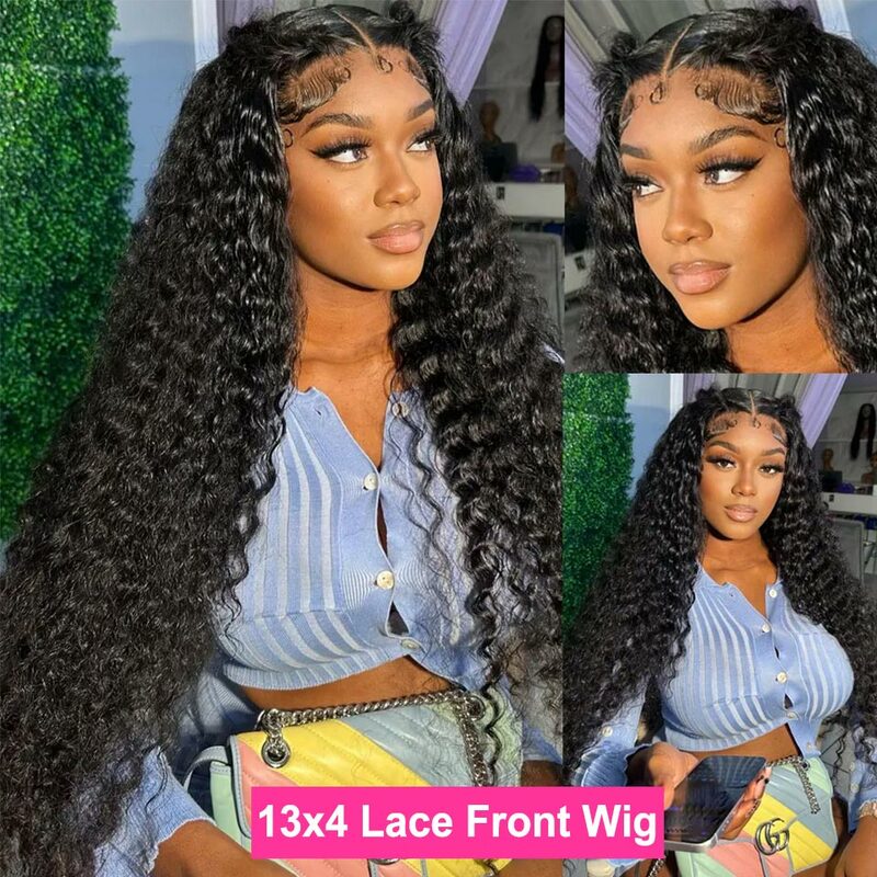 Transparent Brazilian Deep Wave Wig 13x4 Lace Front Human Hair Wigs For Women Pre Plucked Cranberry Hair 4x4 Lace Closure Wig