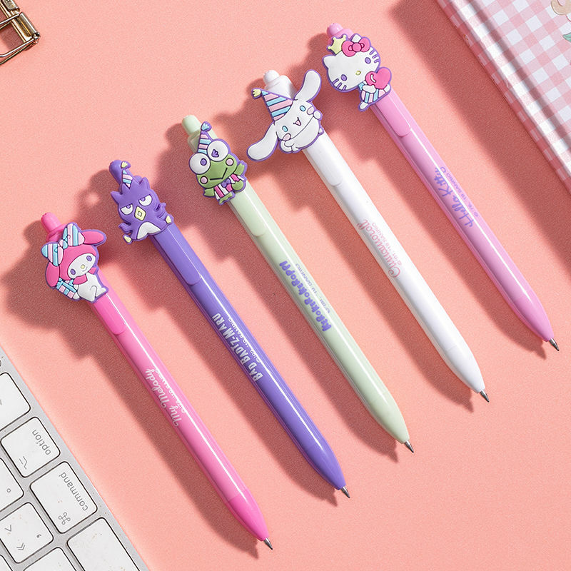 TAKARA TOMY – stylo de dessin animé Hello Kitty, stylo à pression neutre noir pour Signature, fournitures scolaires pour élèves du premier cycle du secondaire, 0.5