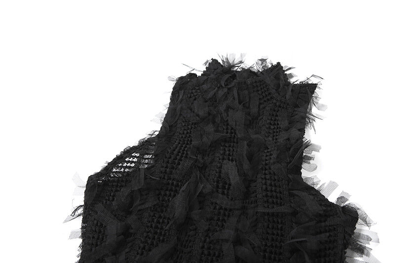 Minivestido negro transparente con borlas para mujer, ropa Sexy sin mangas para fiesta y discoteca, ropa de calle a la moda para verano