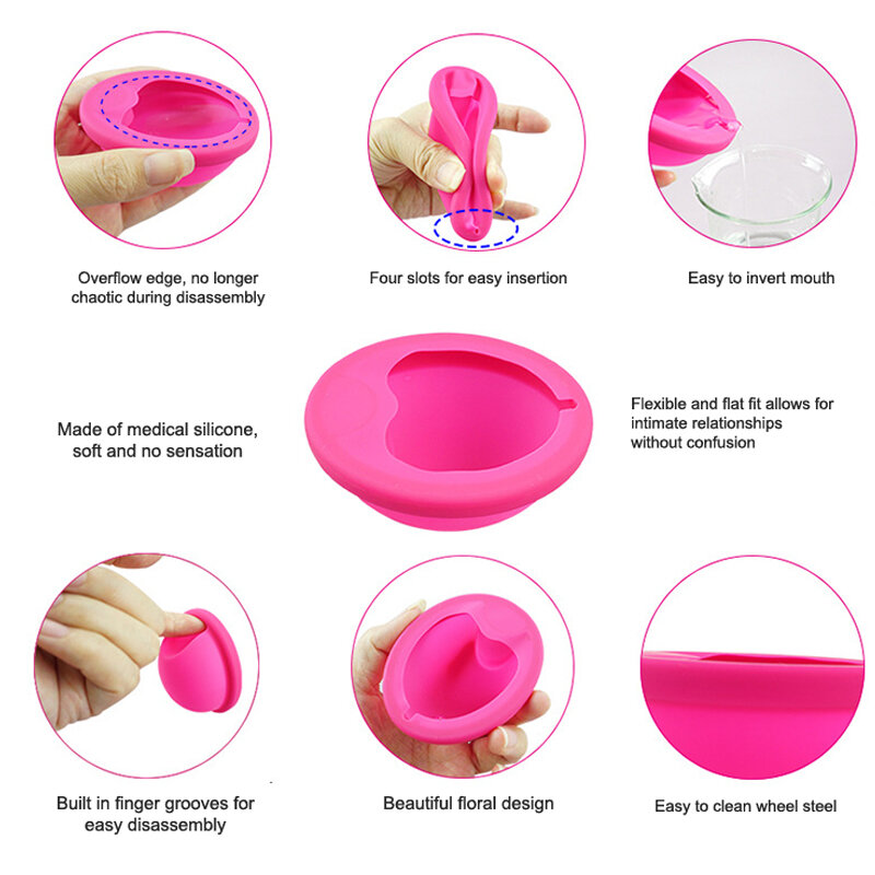 1pcs Silicone Flat Fit Design Extra Thin Reusable Silicone Menstrual Disc For Women Menstrual With Pull Tab Sterilizing