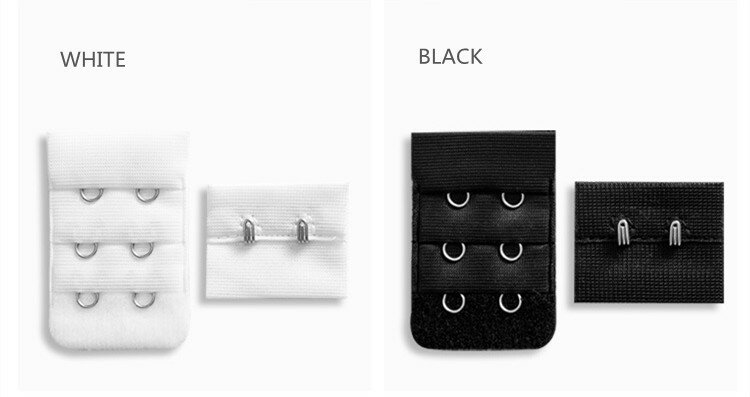 Sujetador útil para mujer, extensores de correa en blanco y negro, 2 ganchos, 2 filas, hebilla de cinturón ajustable, accesorios de botón, bricolaje, 10 unidades por lote